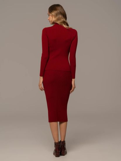 Женская юбка красного цвета из шерсти - фото 4