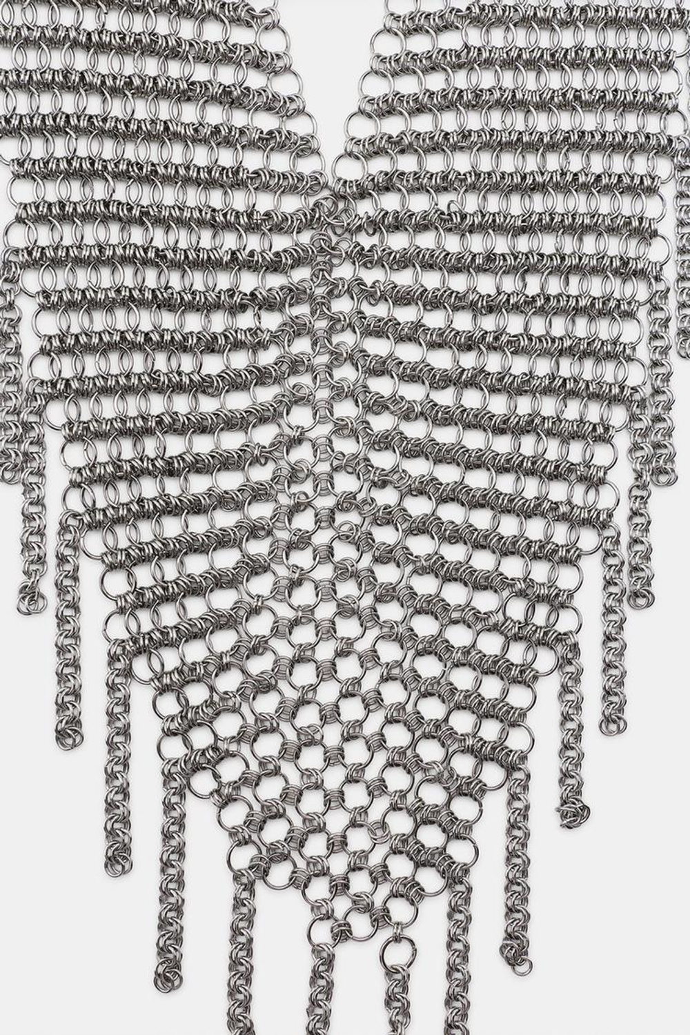 ZARA РЕМЕНЬ-СЕТКА С КОЛЬЦАМИ И БАХРОМОЙ, СЕРЕБРИСТЫЙ