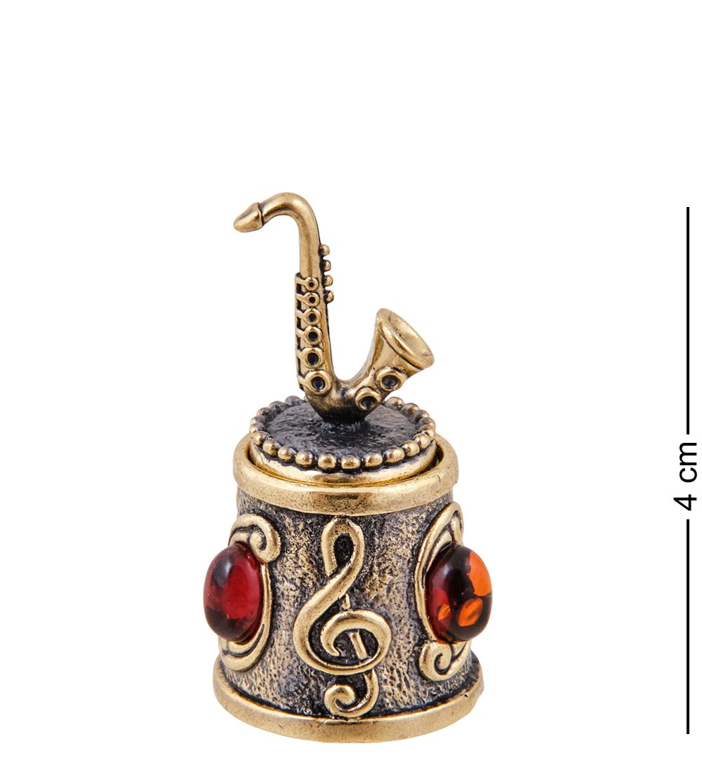 AM-3813 Наперсток «Саксофон» (латунь, янтарь)