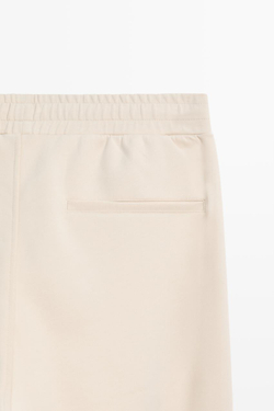 Massimo Dutti Брюки-джоггеры из смесовой хлопковой ткани, светло-бежевый