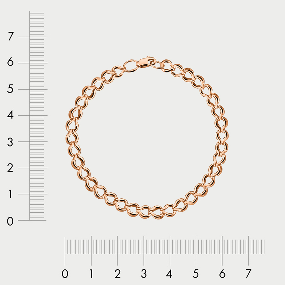 Браслет цепной из розового золота 585 пробы с плетением "Фантазийное" без вставок (арт. БШ081)