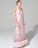 Платье "Лейла" с меховой отделкой и вышивкой ручной работы