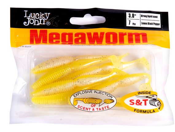 Виброхвосты съедобные LJ Pro Series MegaWorm 3,0in (7,6 см), цв. T66, 7 шт.