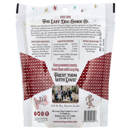 Lazy Dog Cookie, Pup-Pie® и мороженое, лакомство для собак, ломтик из трех ягод с мерной ложкой из арахисовой пасты, 142 г (5 унций)