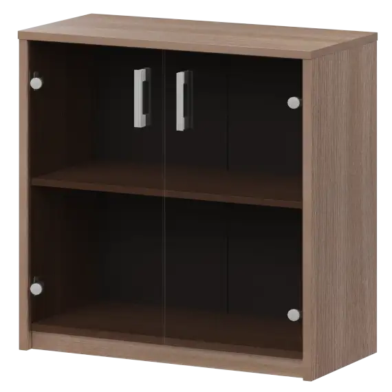 Стеллаж низкий с тонированным стеклом А-302/А-стл302тон Темный шимо 770x365x850 Арго