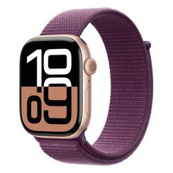 Apple Watch Series 10, 42mm, алюминий цвета «розовое золото», браслет Sport Loop сливового цвета