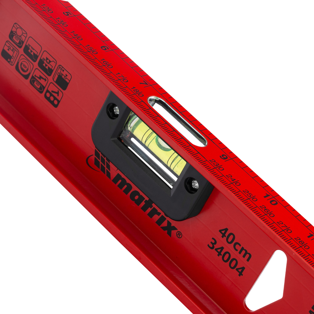 Уровень алюминиевый "Рельс", 400 мм, 3 глазка, усиленный Matrix