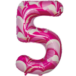Шар Фольгированный Цифра 5 Мрамор розовый (Розовый)