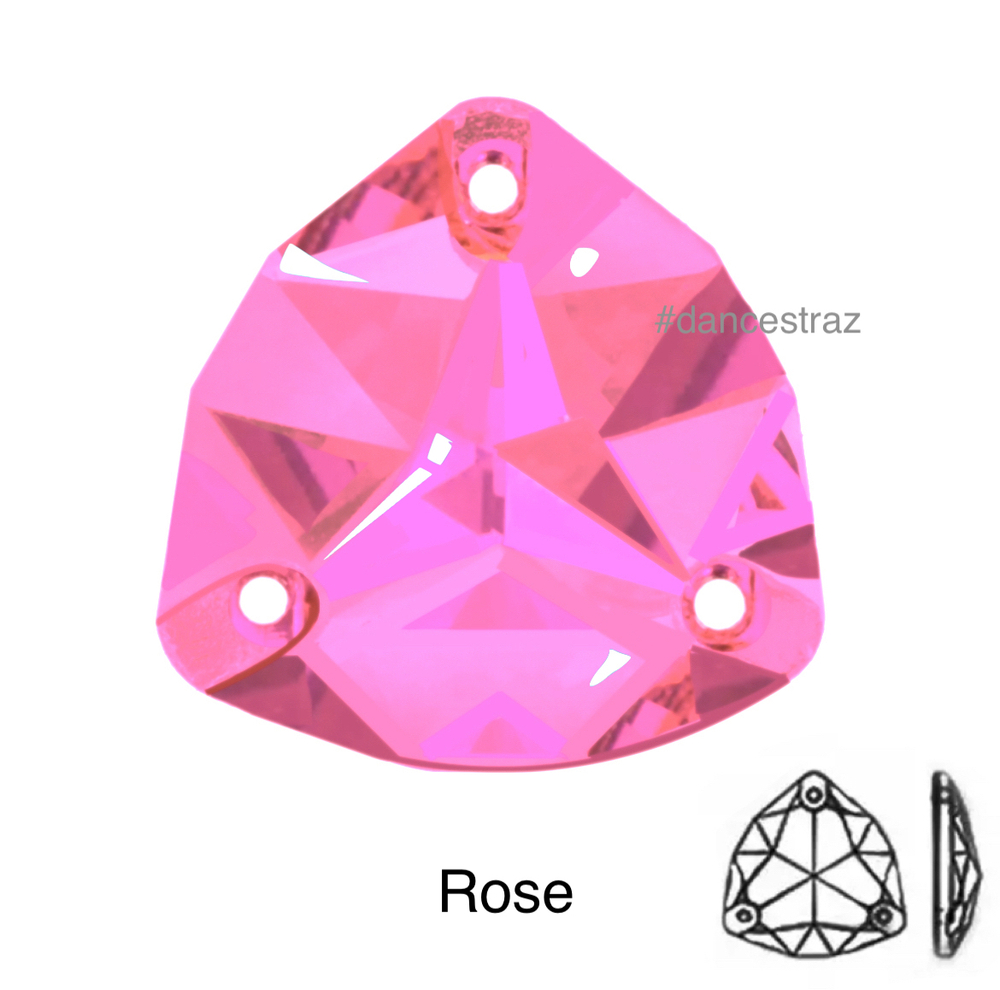 Стразы пришивные, Fat Triangle, Rose, 209, 17mm, (72 ea/pkg), 5A+, (F2)