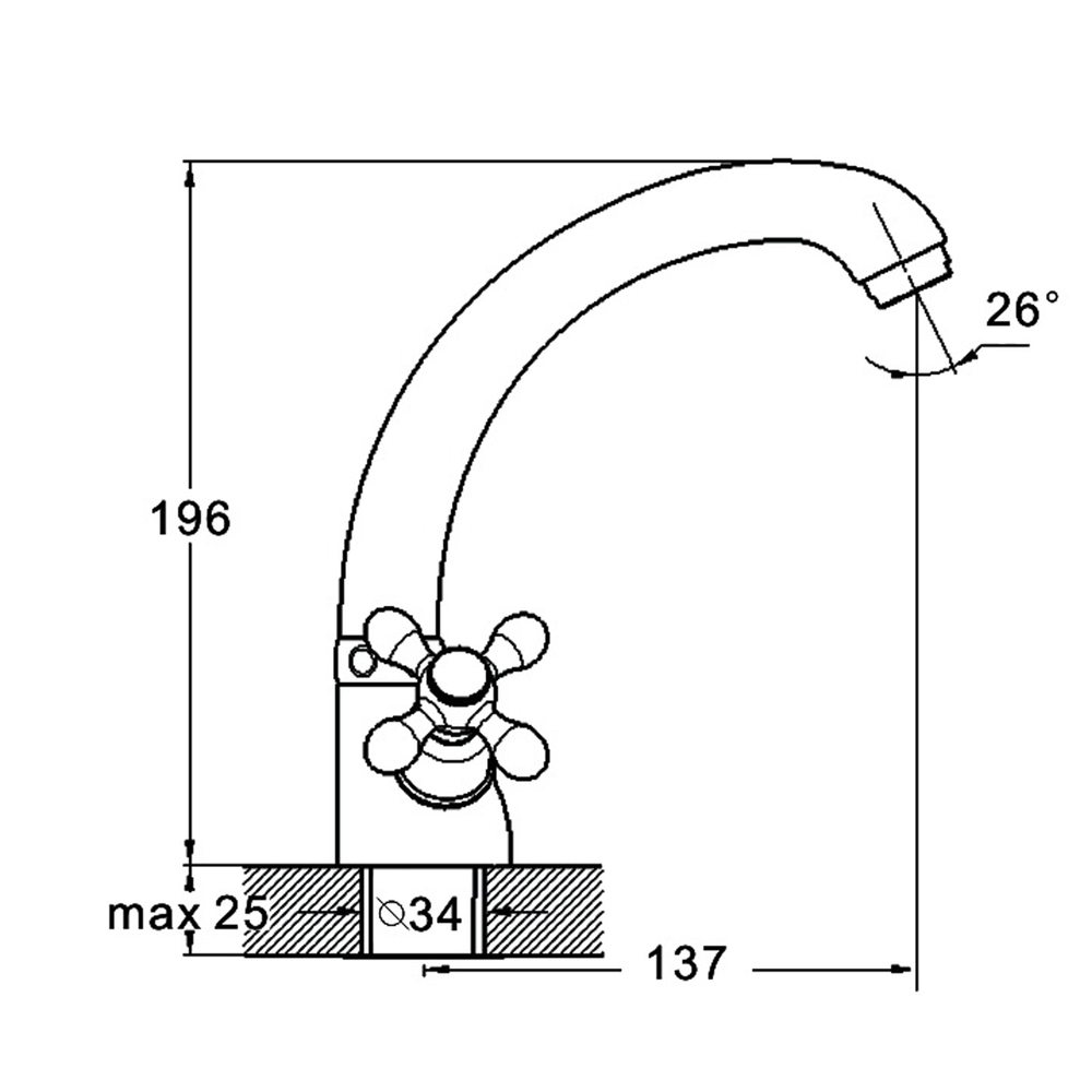 Смеситель для кухни 1/2 кер Glauf QMT4-C722 п\шпильку