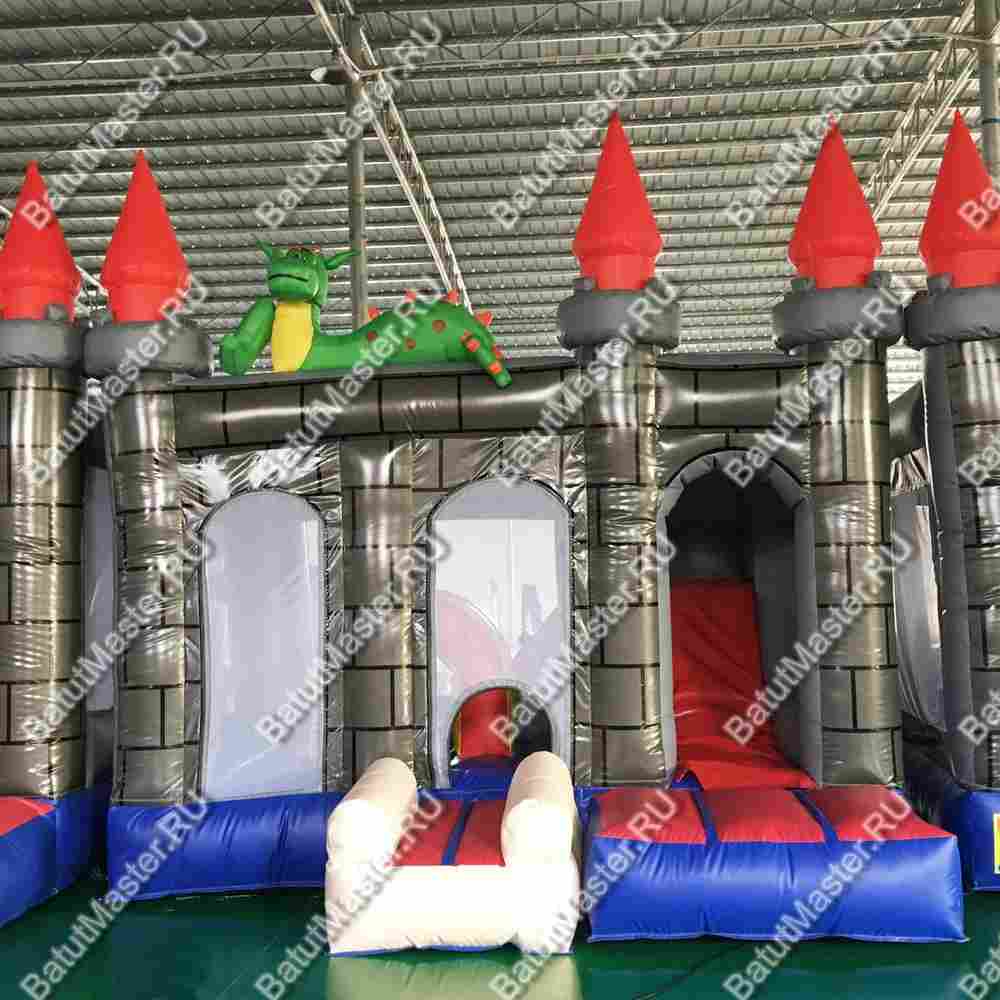 Коммерческий надувной батут "Драконий замок", размер 4*4*4 м