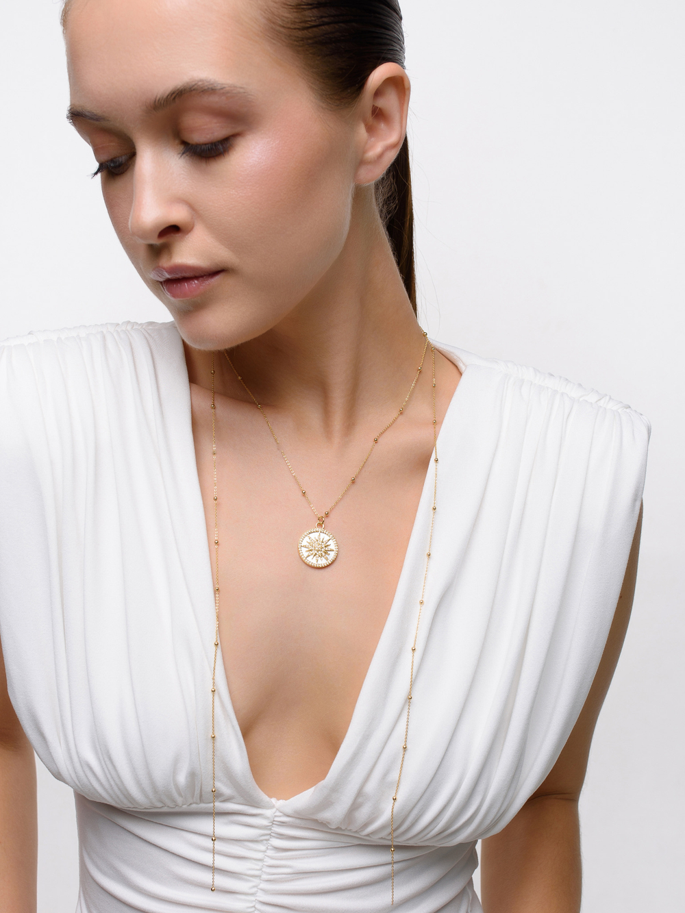 Колье "Sun white pearl" Gold