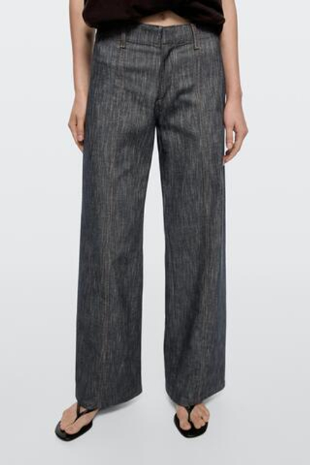 Massimo Dutti Брюки с широкими штанинами под деним, индиго