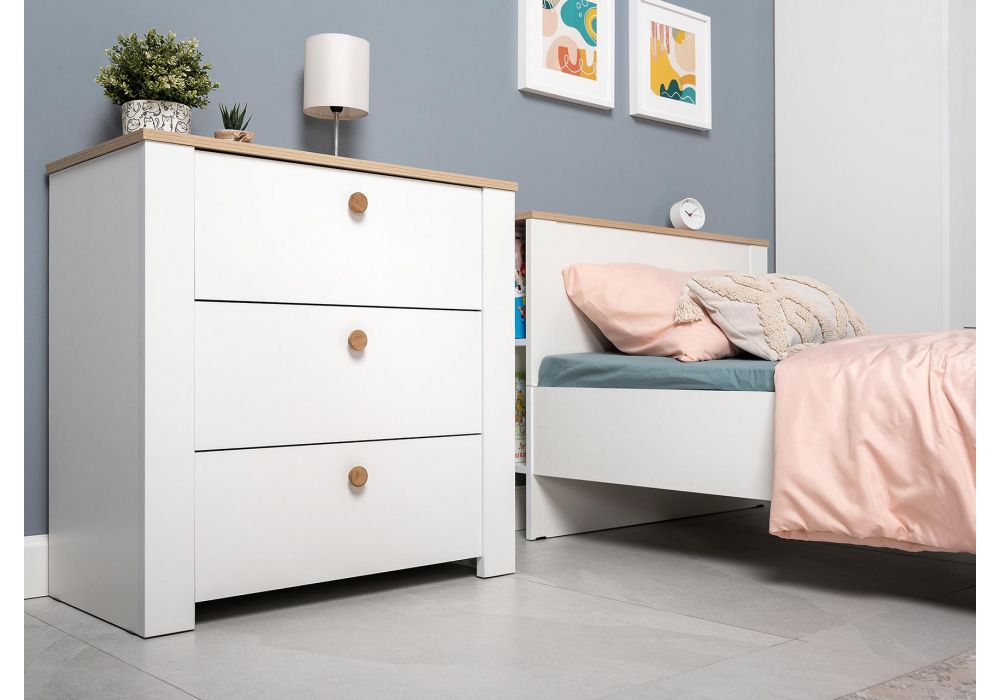 Комод Джастин 16.228.03 белый PE шагрень / дуб белый exclusive OW D4430