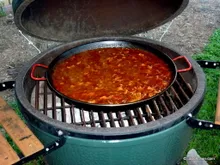 Керамический гриль Big Green Egg XL, 61 см, на модульной угловой подставке с тумбой и дополнительной секцией