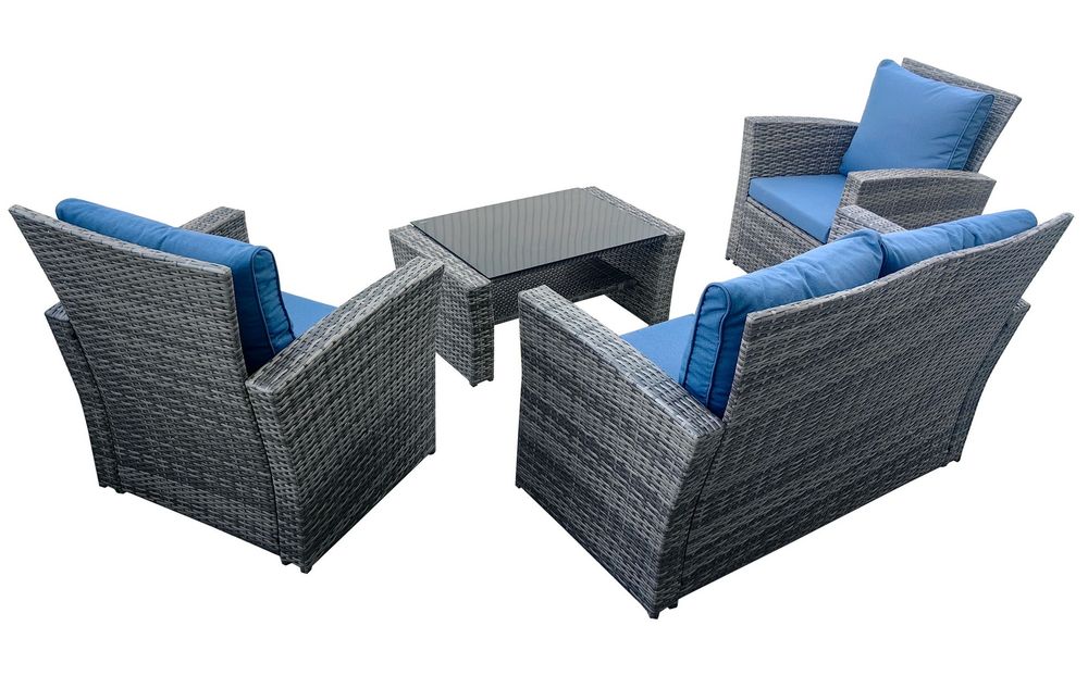 "Портленд" лаунж-зона из искусственного ротанга на 4 персоны, цвет серый