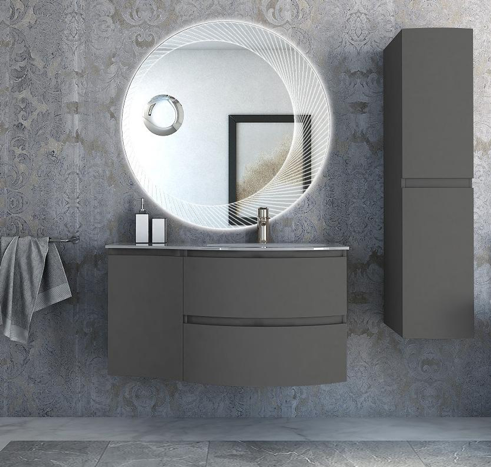 Мебель для ванной чаша справа Cezares VAGUE 104 Grigio Talpa Opaco 54905+54907
