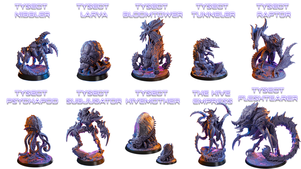 Войны Тайскетов Tysect Wars Миниатюры 32мм (32mm / Без покраса / Tysect Hivemother)