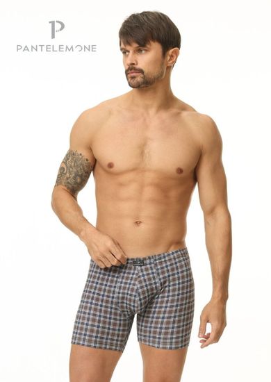 Трусы мужские боксеры удлинённые Pantelemone PMHL-1358, клетка серая