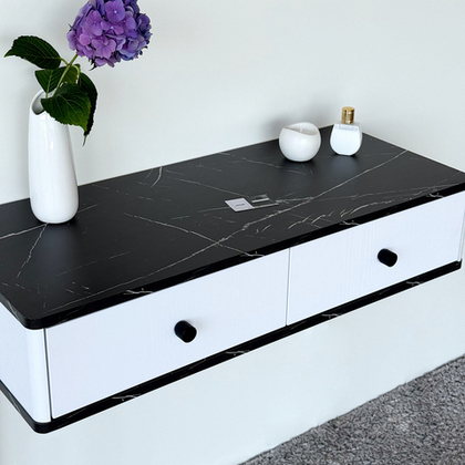 Подвесной туалетный столик консоль Royal 5310 эко (Мрамор Неро-р.черная)