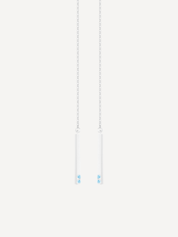 Серьги-продёвки из серебра со вставками из выращенной голубой шпинели