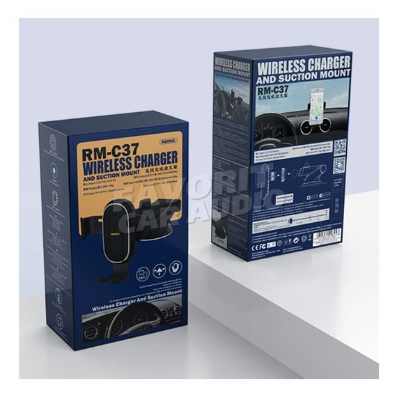 Держатель Remax RM-C37 торпедо бесп. зарядка Qi чёрный