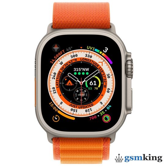 Apple Watch Ultra GPS + Cellular 49mm Titanium Case with Starlight Orange Loop