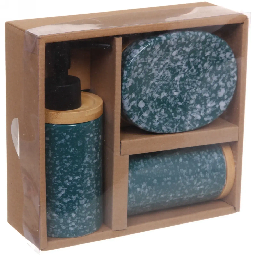 Набор для ванной из 3-х предметов керамический «Дюна» синий