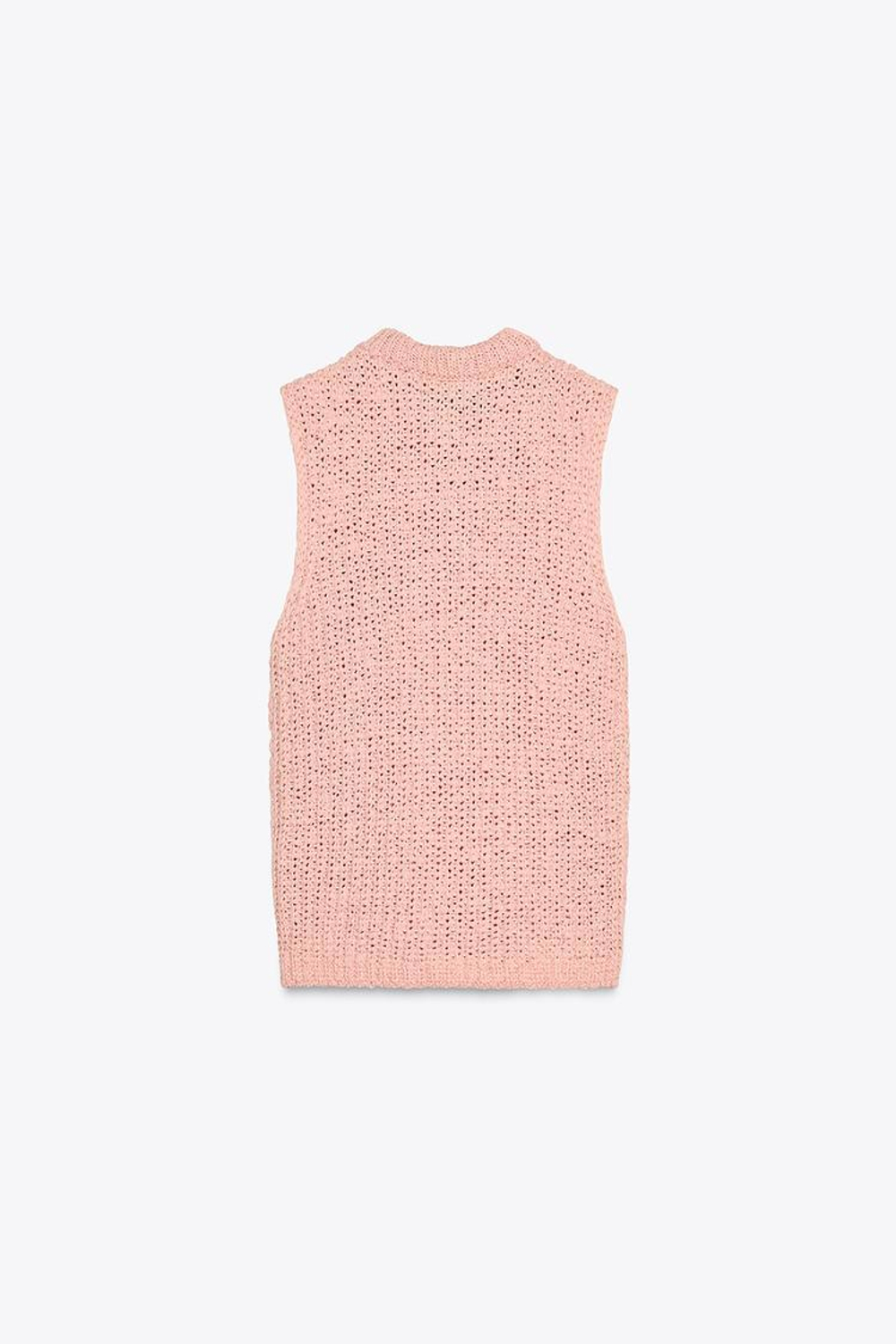 ZARA ТРИКОТАЖНЫЙ ТОП С БАНТОМ ИЗ ОРГАНЗЫ, РОЗОВЫЙ