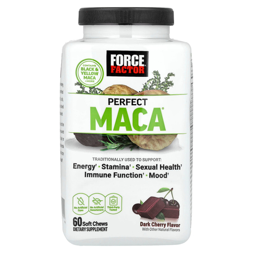Force Factor, Perfect Maca®, темная вишня, 60 жевательных таблеток