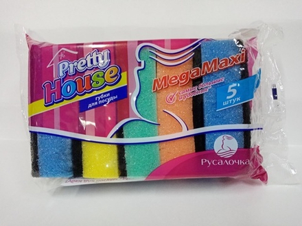 PRETTY HOUSE губка д/посуды Мега MAXI 5шт