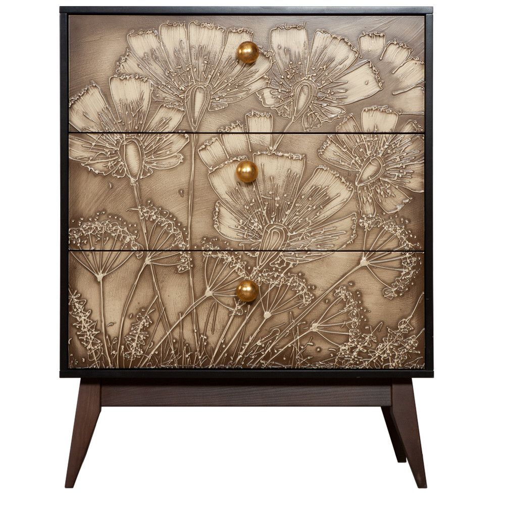 Комод Маки с 3 ящиками Каштан