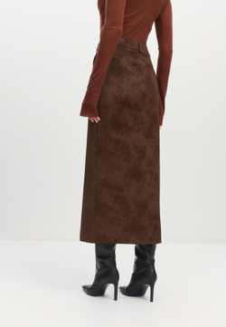 Фактурная юбка миди из экокожи предзаказ