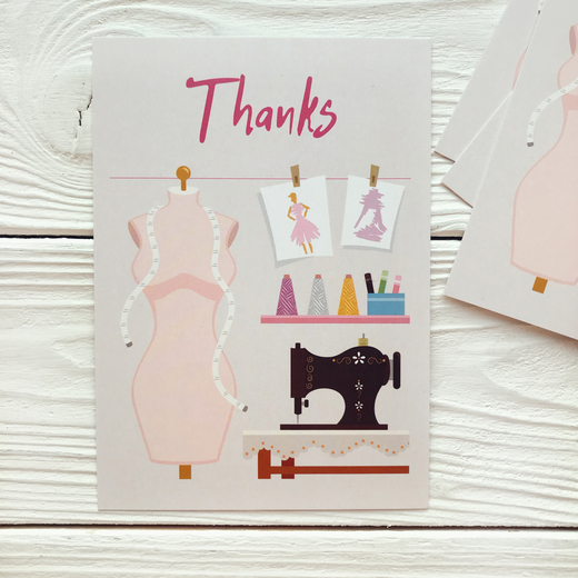 Открытка "Thanks" швея, 14,8 ×  10,5 см