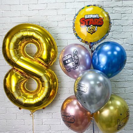 Композиция из воздушных шаров, Brawl Stars с цифрой