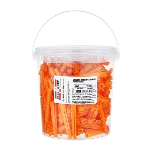 Дюбель распорный 6х52 мм тип U оранжевый 250 шт Tech-Krep