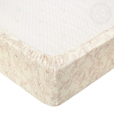 Трикотажная простыня на резинке 120х200х20 "Цветы бежевые" 252 АРТПОСТЕЛЬ