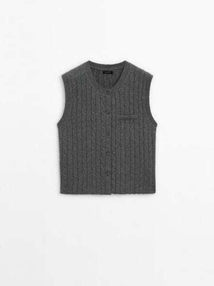 Massimo Dutti Жилет из смесовой шерсти, серый