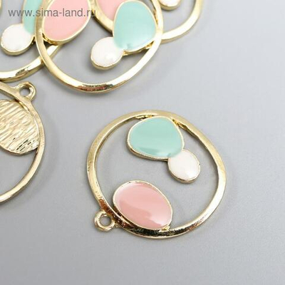 Декор для творчества металл "Круг с камешками"  эмаль 2,4х2,4 см