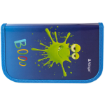 Пенал 1 отделение 1 откидная планка Alingar, лам. картон, молния, 200 х 130 х 20 мм, "Клякса", синий (зеленая клякса монстрик)