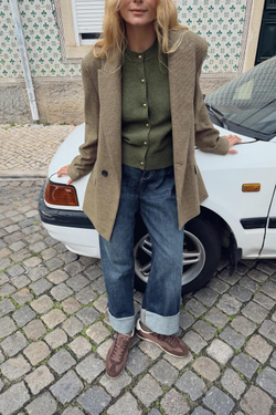 ZARА КАРДИГАН С КРУГЛЫМИ ПУГОВИЦАМИ, ЗЕЛЕНЫЙ МЕЛАНЖ