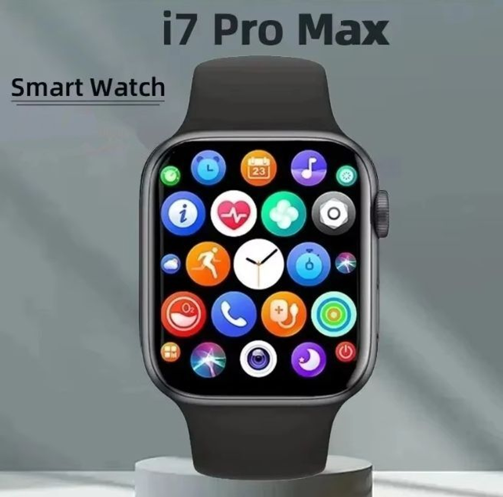 Умные часы I7-Black Pro, 1,77-дюймовый водонепроницаемый фитнес-трекер в спортивном стиле с пульсометром. Товар уцененный