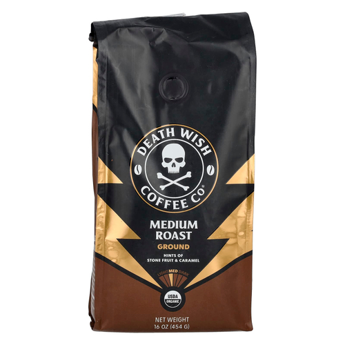 Death Wish Coffee, молотый, средняя обжарка, 454 г (16 унций)