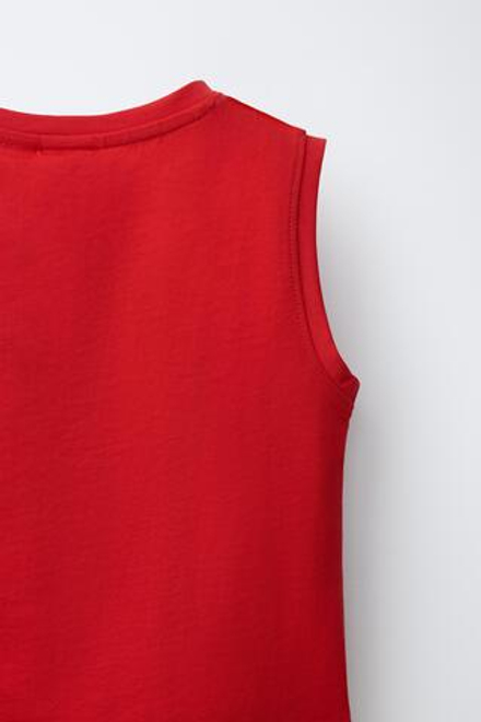ZARA ОДНОТОННАЯ ФУТБОЛКА С КАРМАНОМ, КРАСНЫЙ