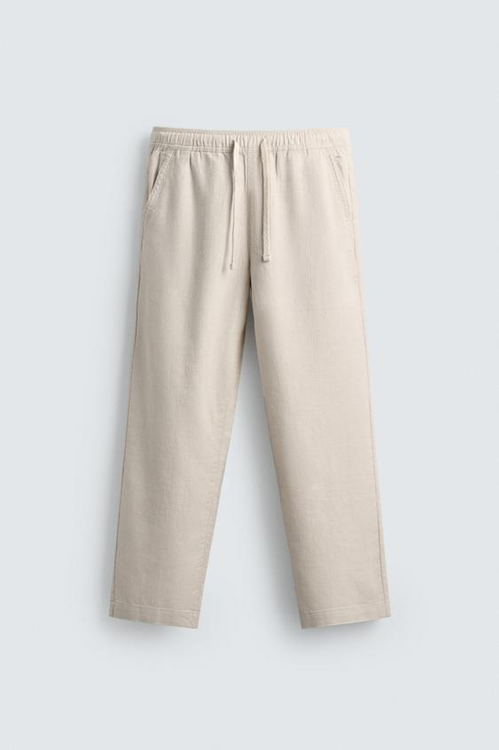 ZARA БРЮКИ RELAXED FIT С РЕЛЬЕФНОЙ СТРУКТУРОЙ, СВЕТЛО-БЕЖЕВЫЙ