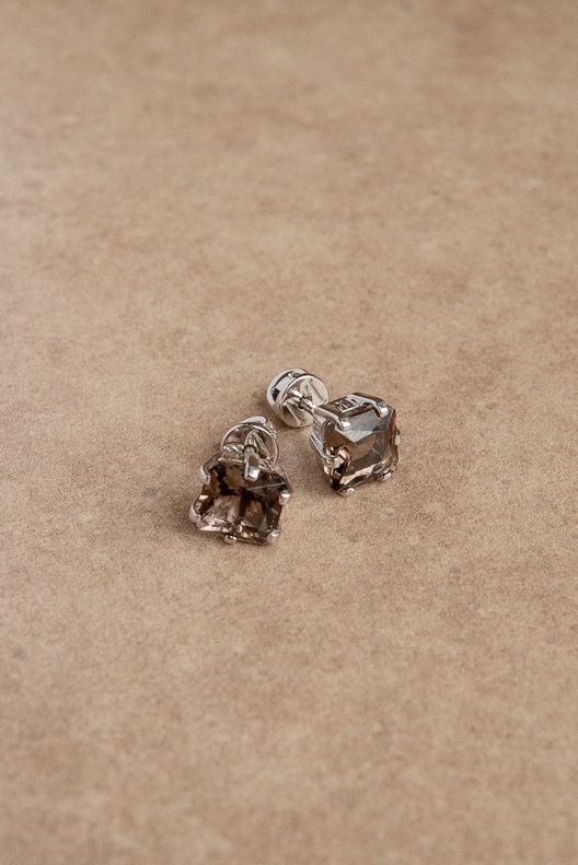 Пусеты Mireille с дымчатым кварцем / Mari Cush