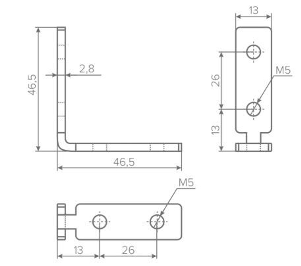 Крепежный уголок для профиля Gola-X (1 уголок + 2 винта), AQ