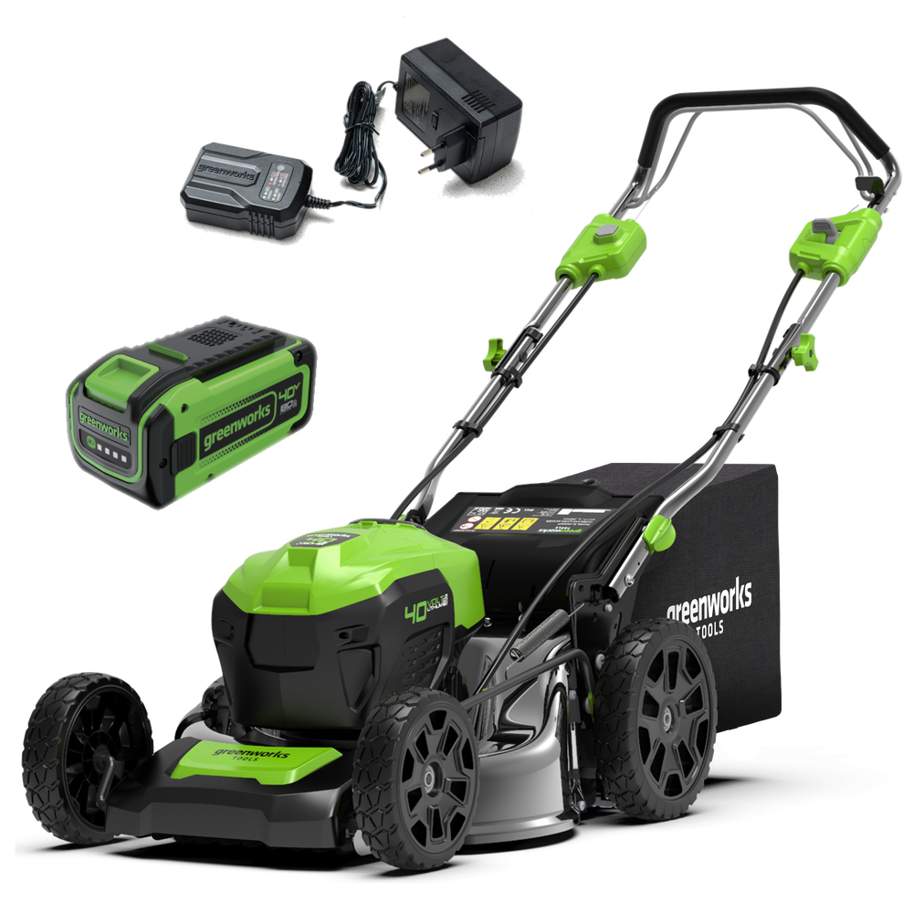 Газонокосилка аккумуляторная Greenworks GD40LM46SP, 40V, 46см, самоходная, бесщеточная, c 1хАКБ 8 Ач и ЗУ (2506807UH)