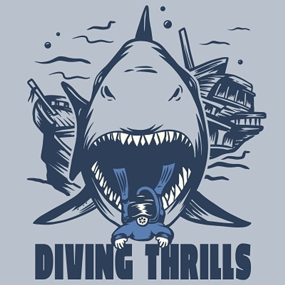 принт Diving Thrill для серой unisex футболки