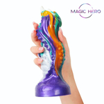 Яркий фантазийный фигурный фаллоимитатор - 22 см. (Цвет: разноцветный)